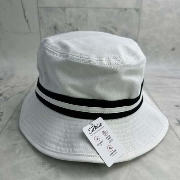 Titleist Golf Montauk Bucket Full Brim Hat/Cap - White/Black SIZE: L/XL - Picture 2 of 4